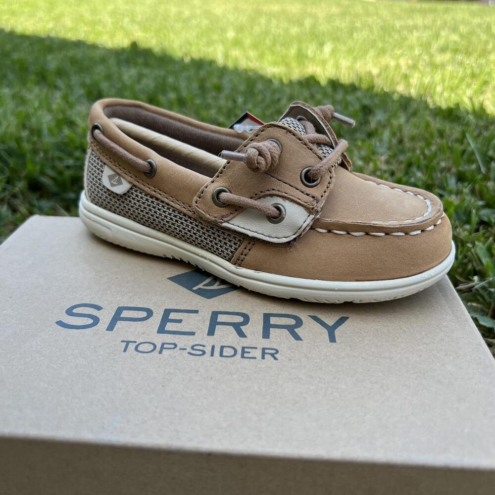 Sperry Shoes Girls Size 9 Linen Shoresider Jr Boat Deck Memory Foam Slip On